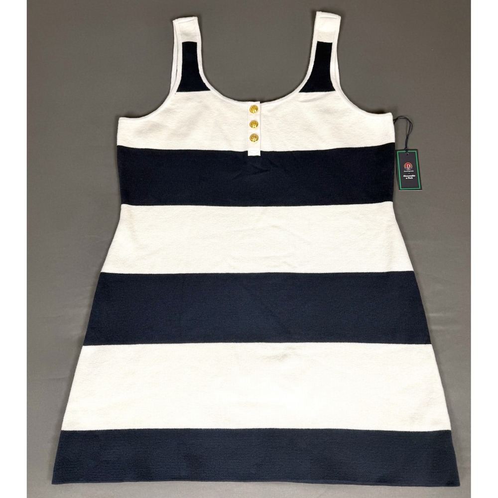 Abercrombie & Fitch Sweater Dress Womens XXXL Navy White Danzy Design Studio NWT